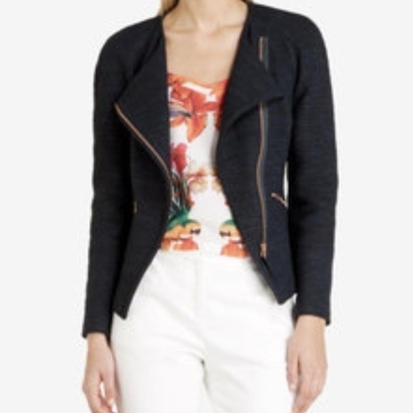 Ted Baker Ayeleen Textured Jacket Navy Tweed - Picture 2 of 12